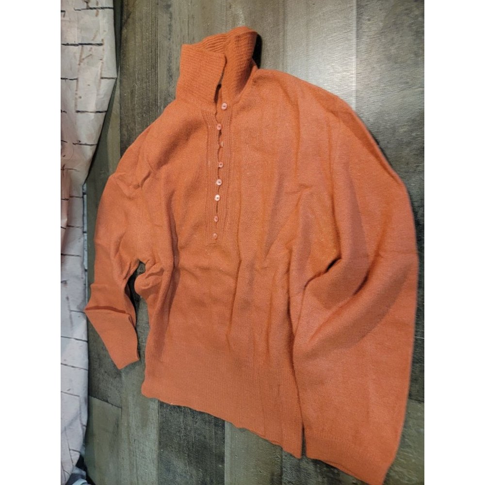 Colebrook‎ landur lambs wool Orange quarter button up top women's collared